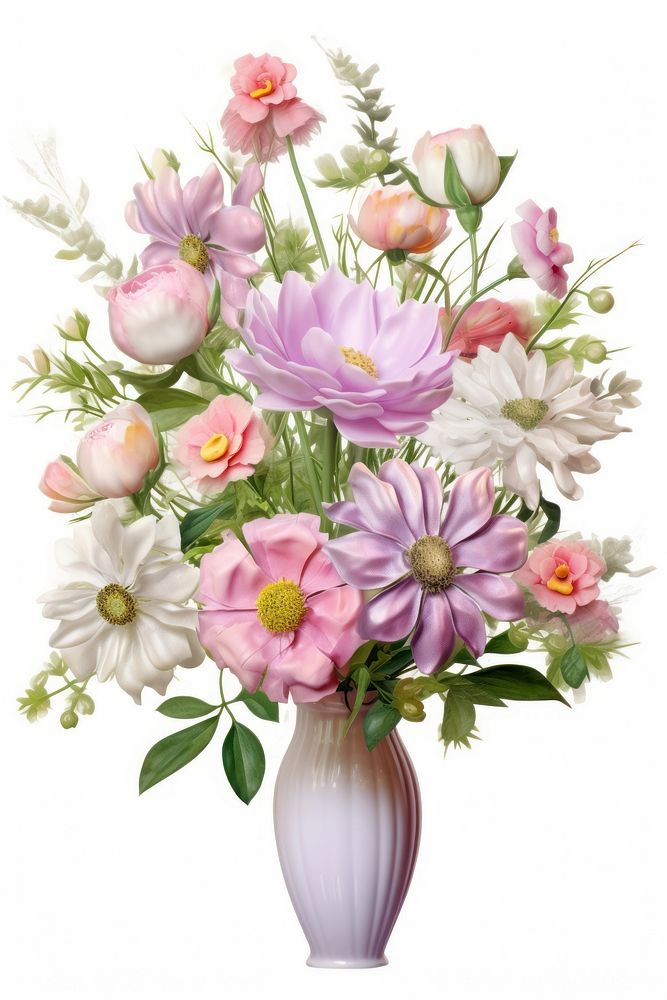 A bouquet of different flowers vase blossom petal.
