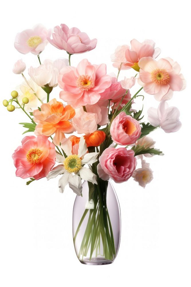 A bouquet of different flowers vase plant rose.