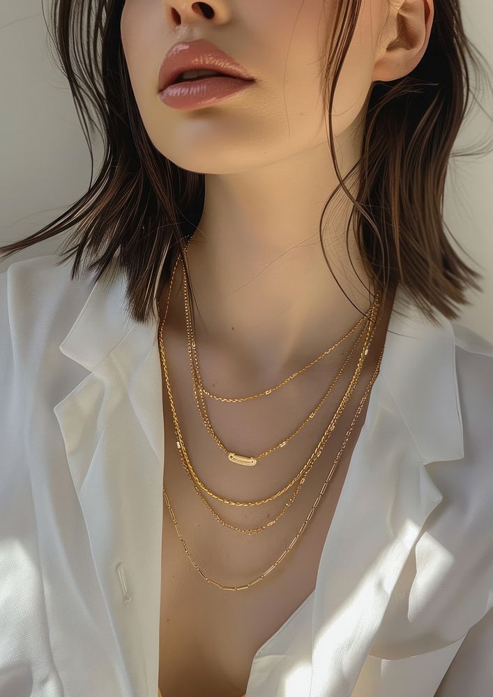 A gold necklace jewelry female adult.