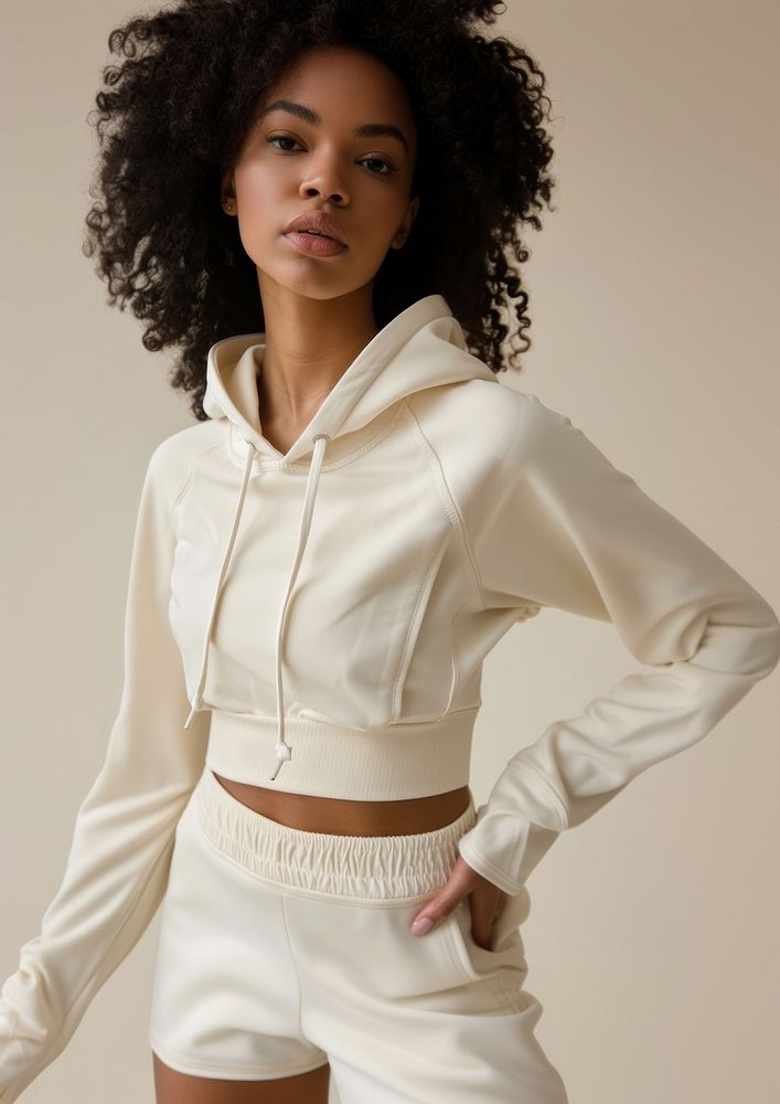Blank cream sport spandex activewear fashion apparel blouse.