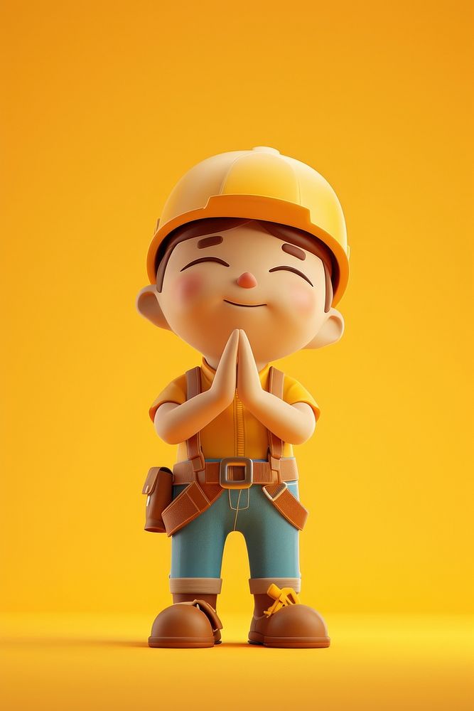 Male Construction worker cartoon human cute.
