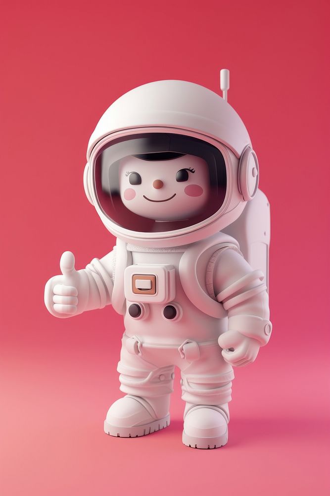 Happy female astronaut robot human cute.