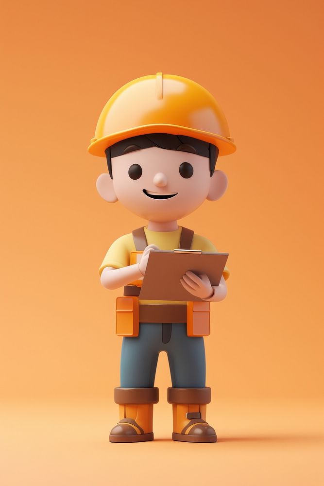 Male Construction worker holding hardhat helmet.