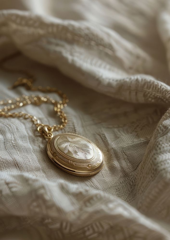 A minimal gold locket necklace jewelry pendant white.