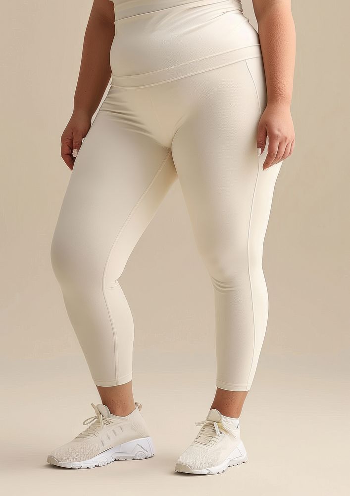 Blank cream sport spandex sportswear apparel tights adult.
