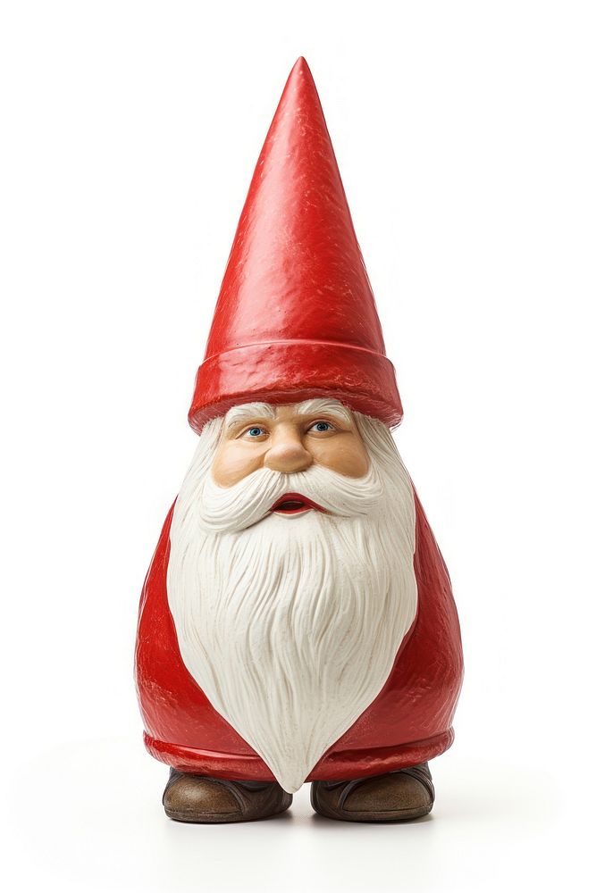 Photo of a garden gnome figurine red hat.