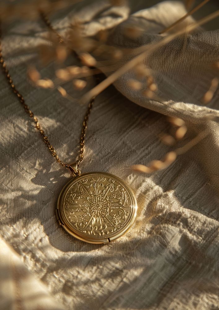 A gold locket necklace jewelry pendant accessories.