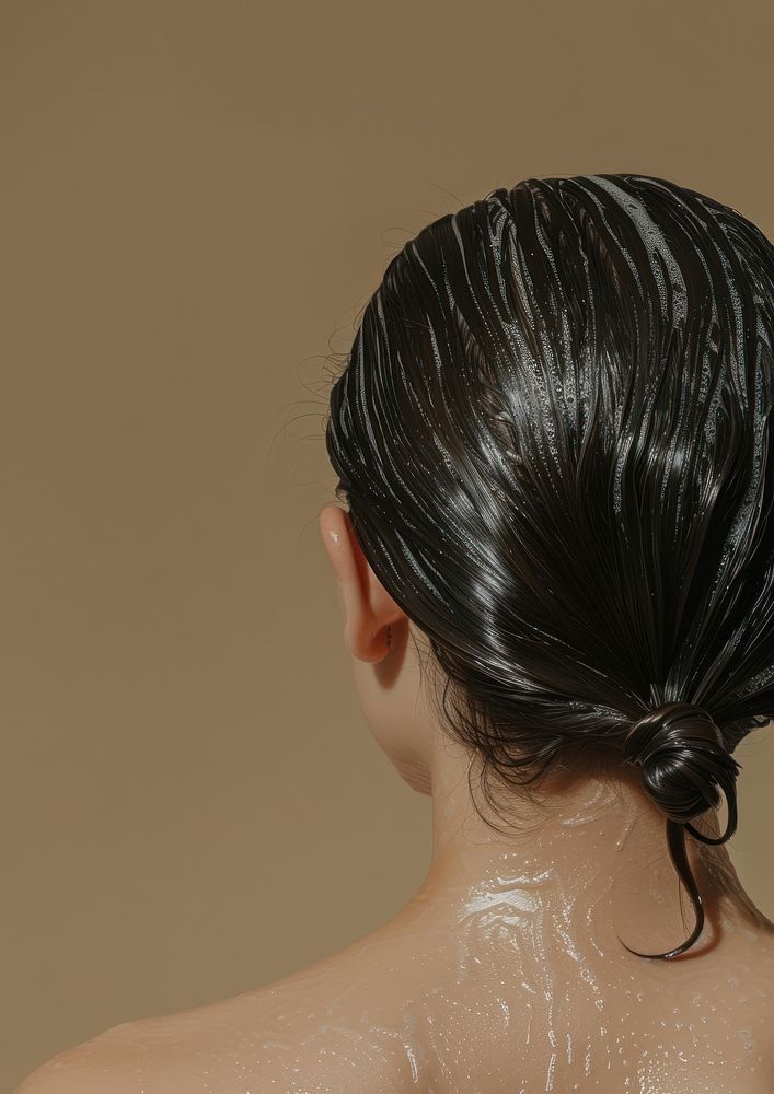 Woman washing her hair adult back hairstyle.
