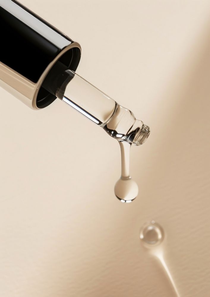 Clear oil serum drop tap refreshment.