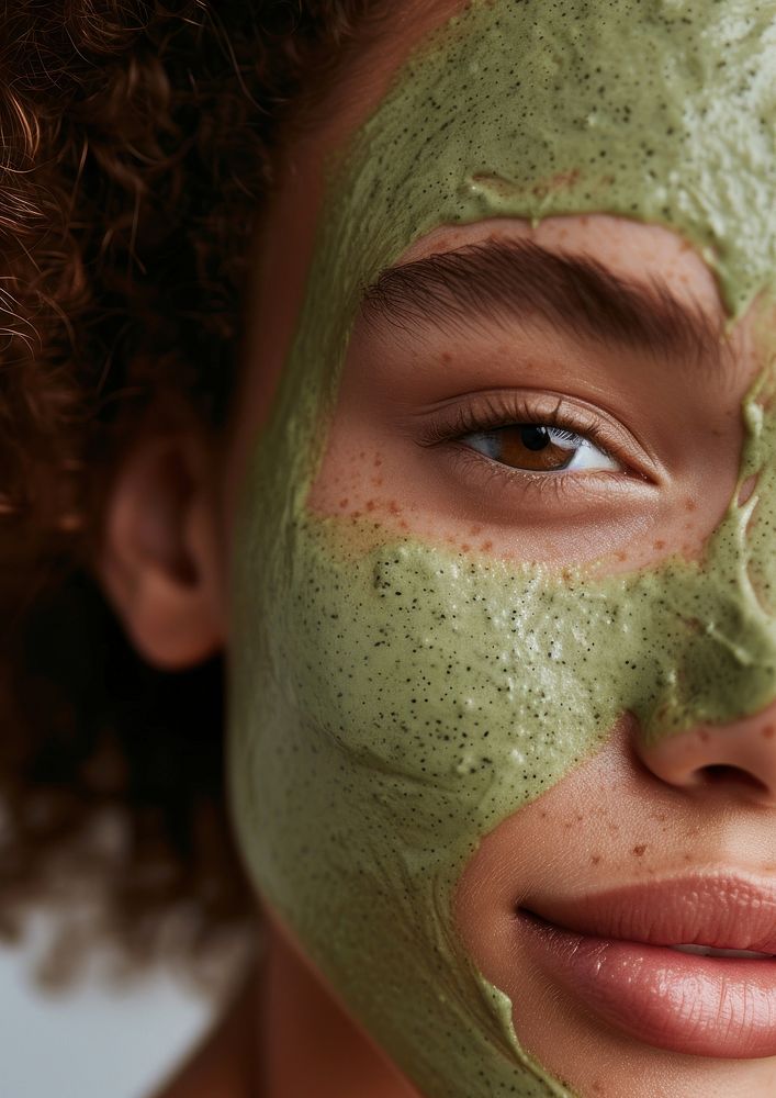 Green facial mask skin portrait adult.