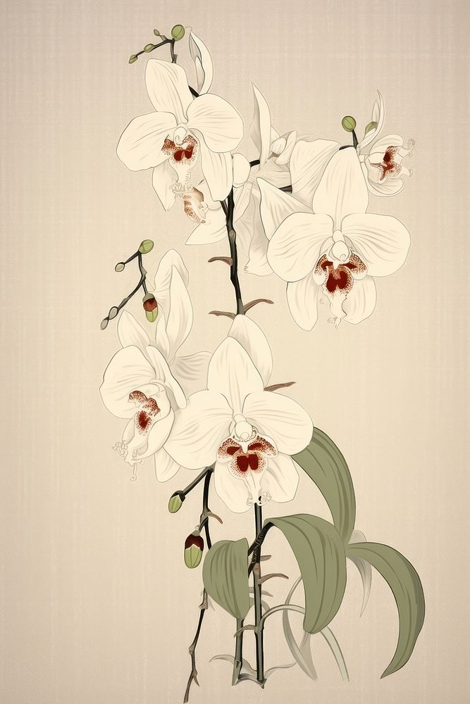 An isolated white orchid bouquet flower art pattern.