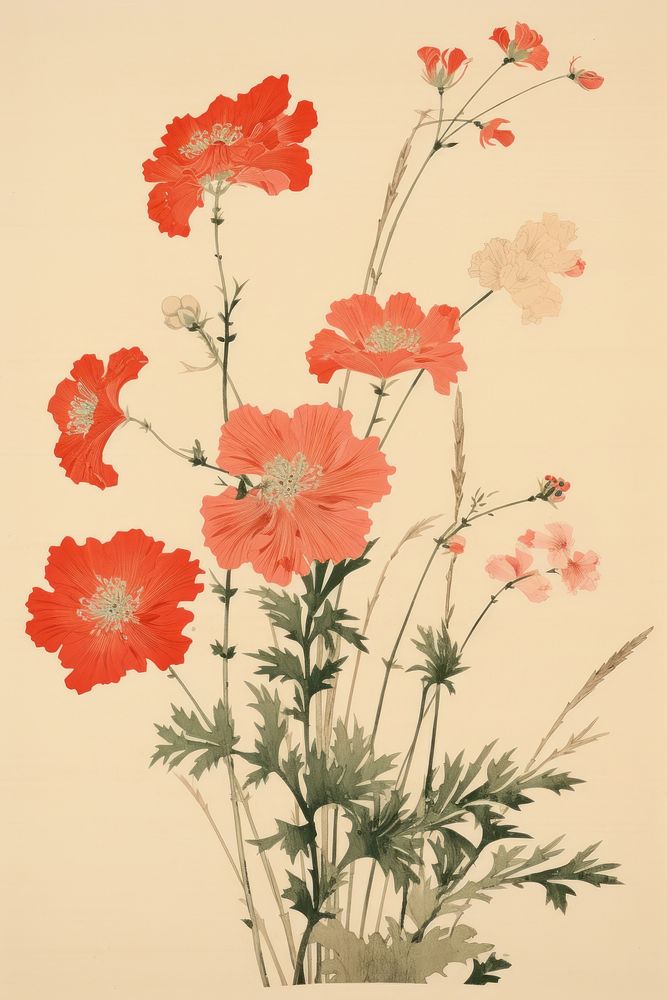 An isolated wildflower art painting plant.