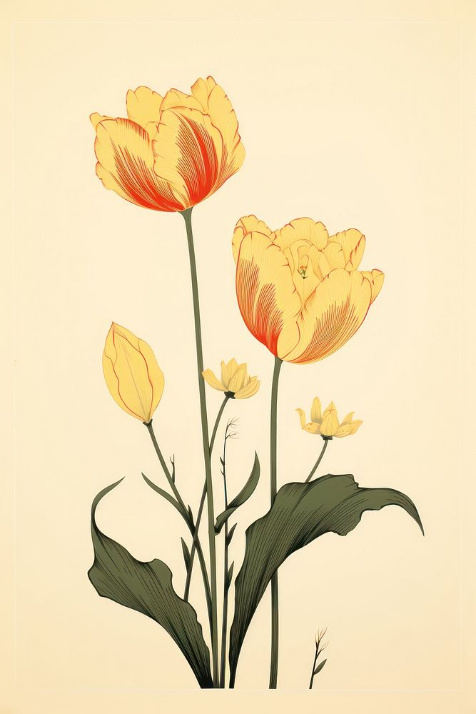 An isolated yellow tulip flower painting plant.