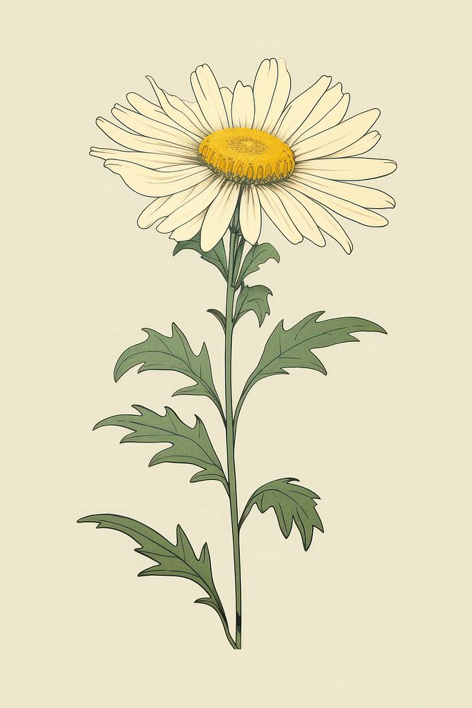 An isolated daisy flower plant inflorescence.