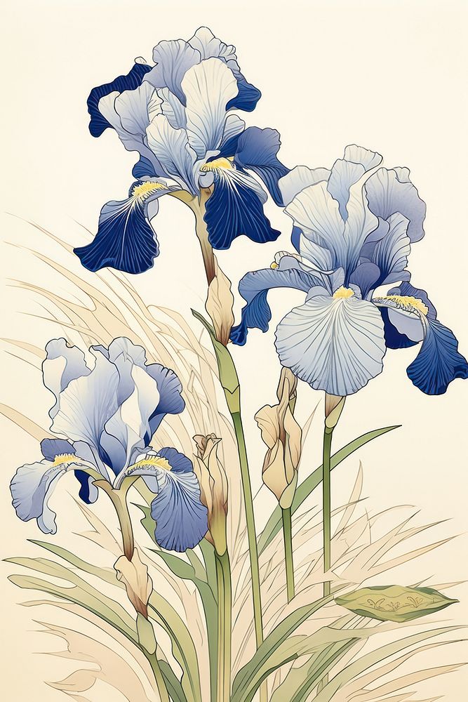 An isolated iris flower drawing sketch.