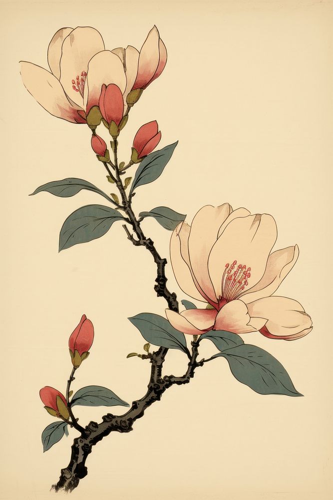 An isolated magnolia flower art blossom.