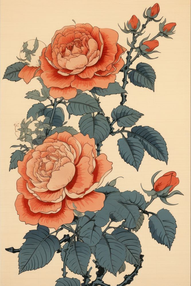 An isolated roses flower art painting.