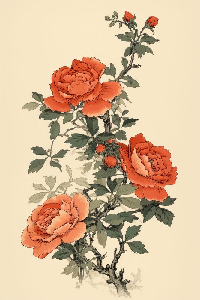 An isolated roses flower art painting.