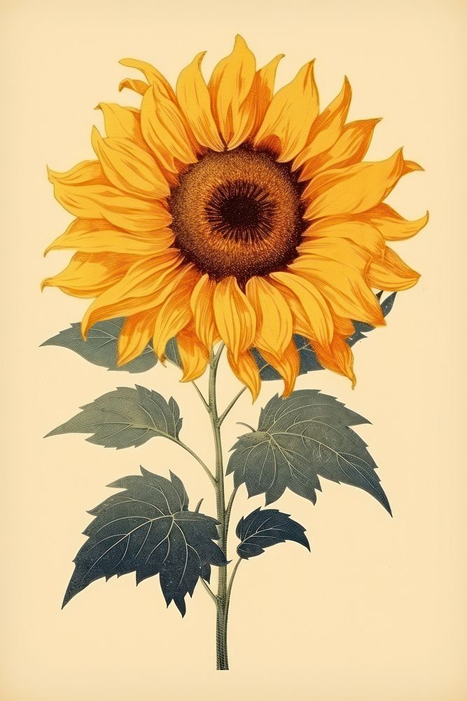 An isolated sunflower plant art inflorescence.