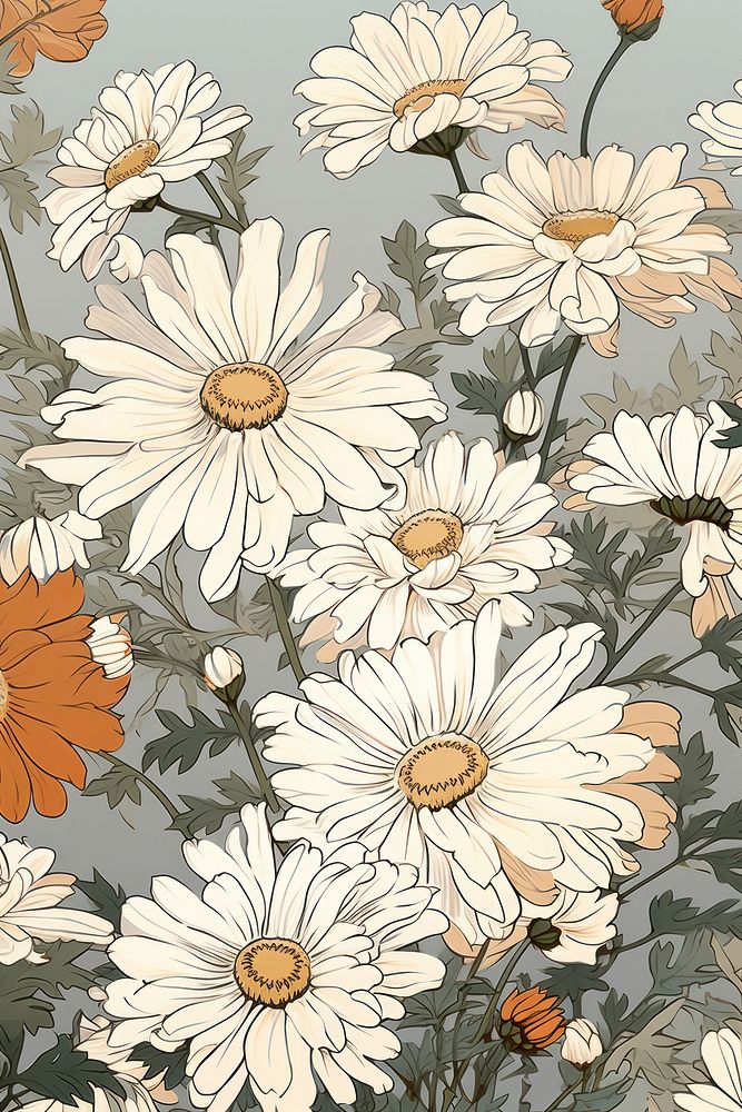 Isolated daisy flower art backgrounds.