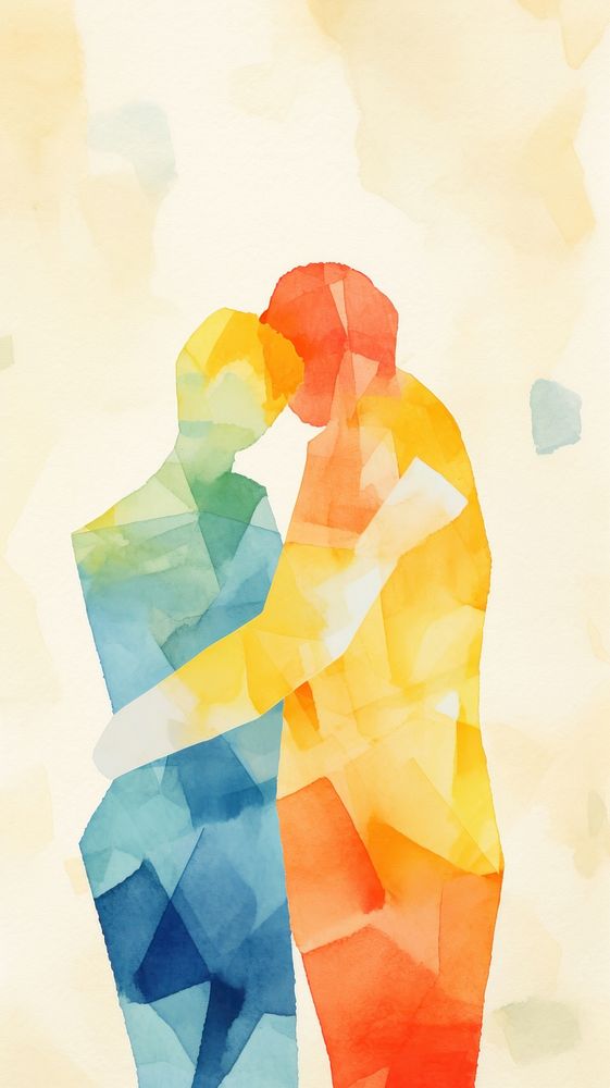 Couple love hugging together backgrounds painting art.