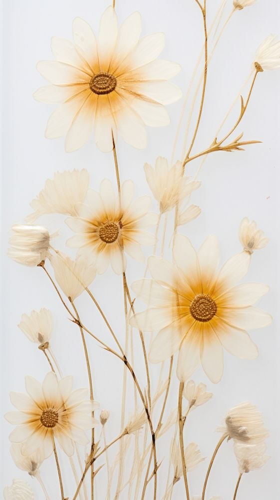 Real pressed daisies flower petal plant daisy.