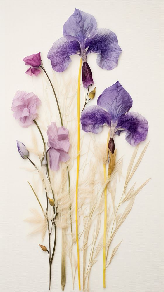 Real pressed flower iris lavender.