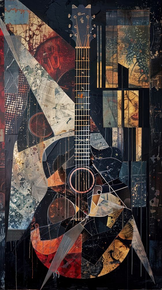A guitar painting art backgrounds.