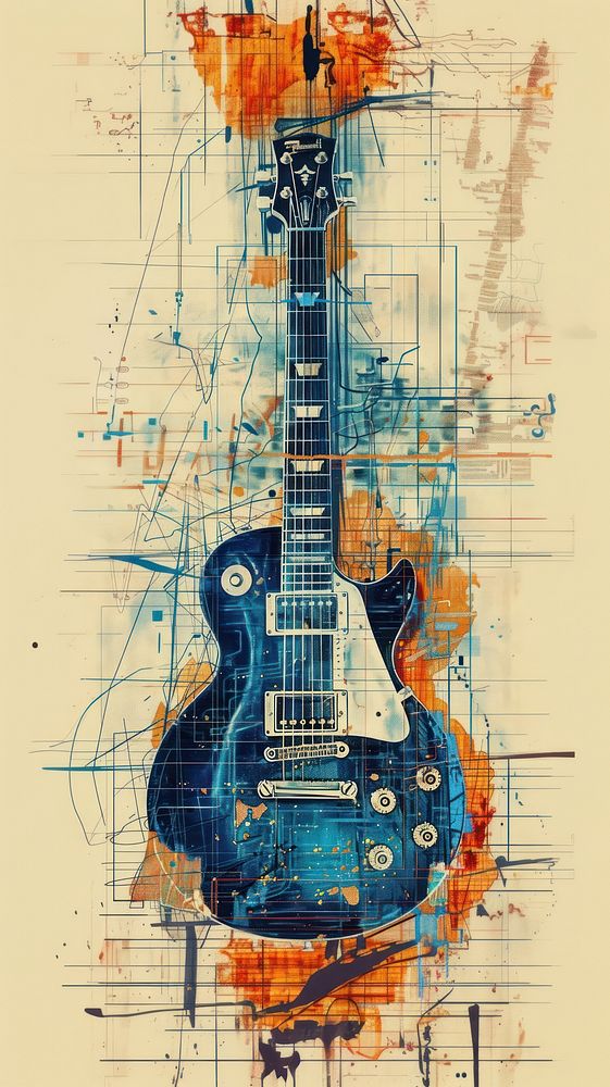A guitar drawing transportation backgrounds.