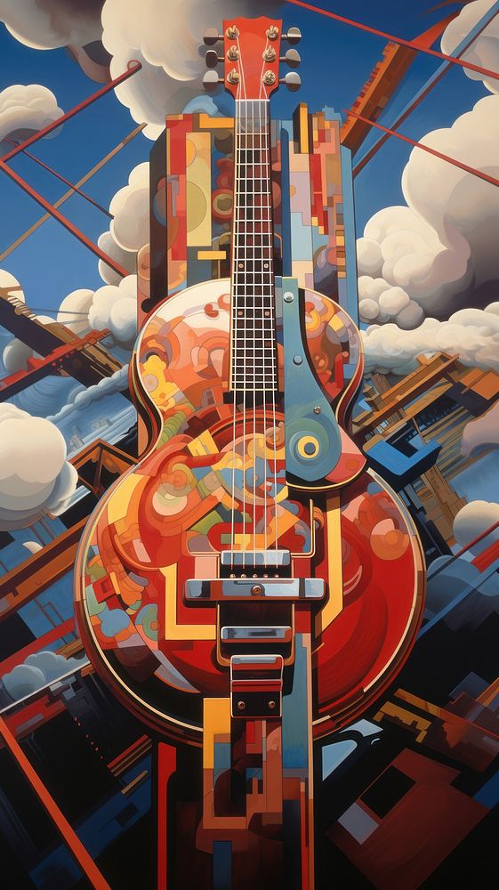 A guitar architecture backgrounds creativity.
