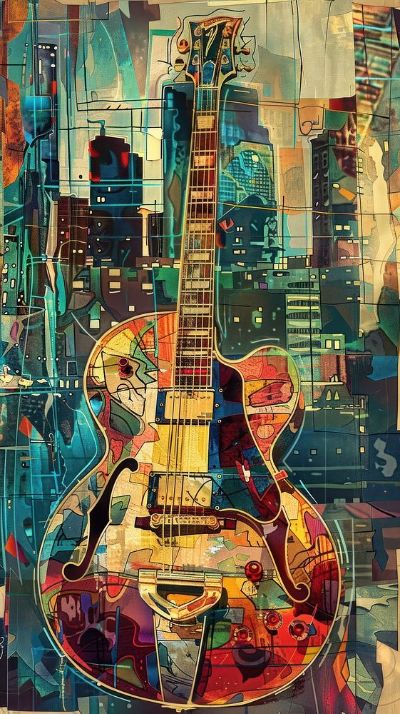A guitar drawing art architecture.