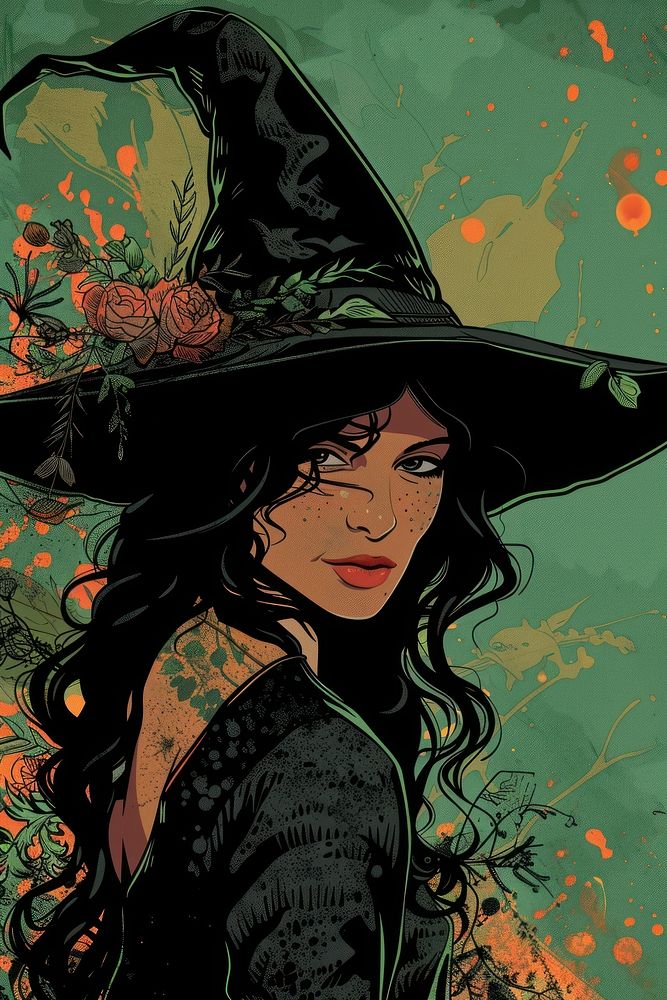 Vector illustrated of a witch adult human art.