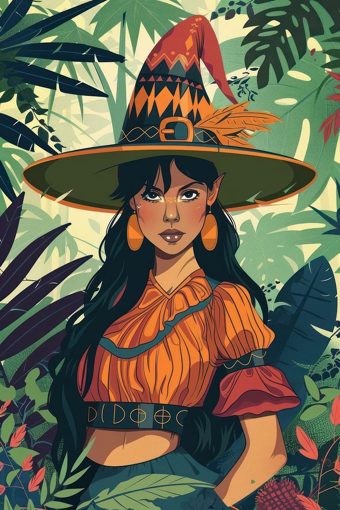 Vector illustrated of a witch comics forest plant.