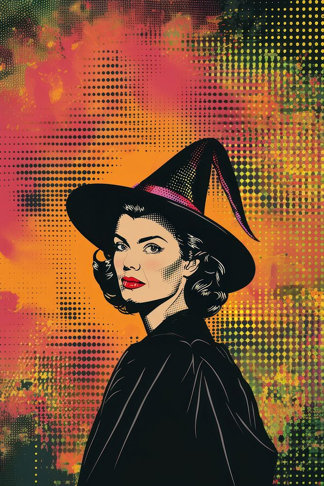 Vector illustrated of a witch art painting adult.