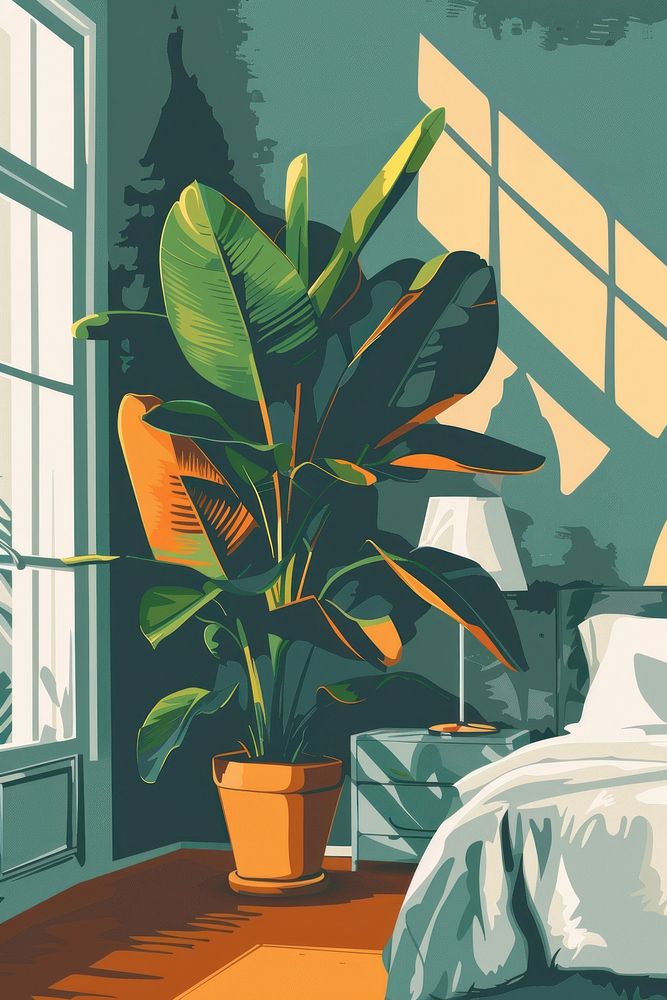 Vector illustrated of a indoor plant bedroom human leaf.