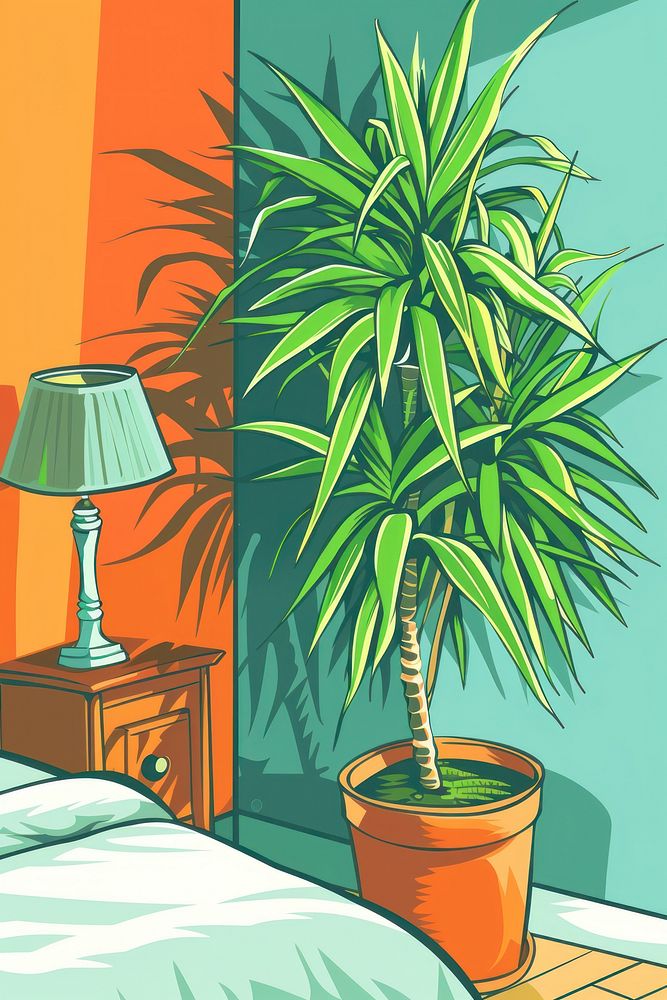 Vector illustrated of a indoor plant bedroom tree architecture.