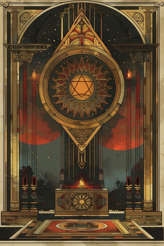 Vector illustrated of an esoteric architecture building altar.
