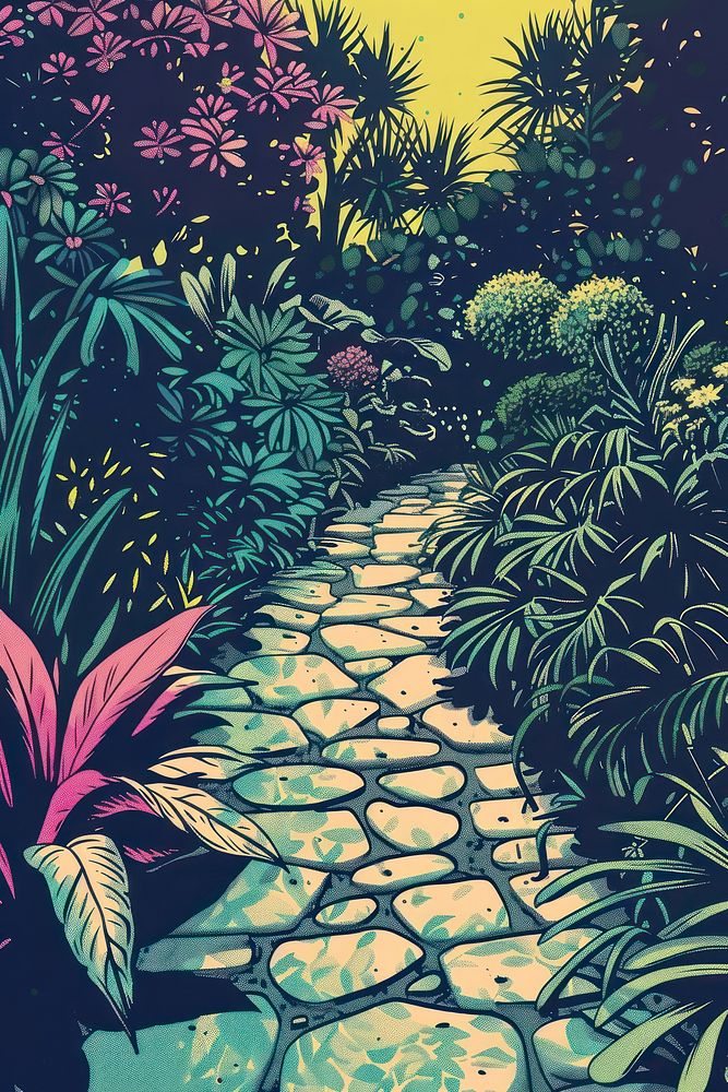 Vector illustrated of a garden art outdoors nature.