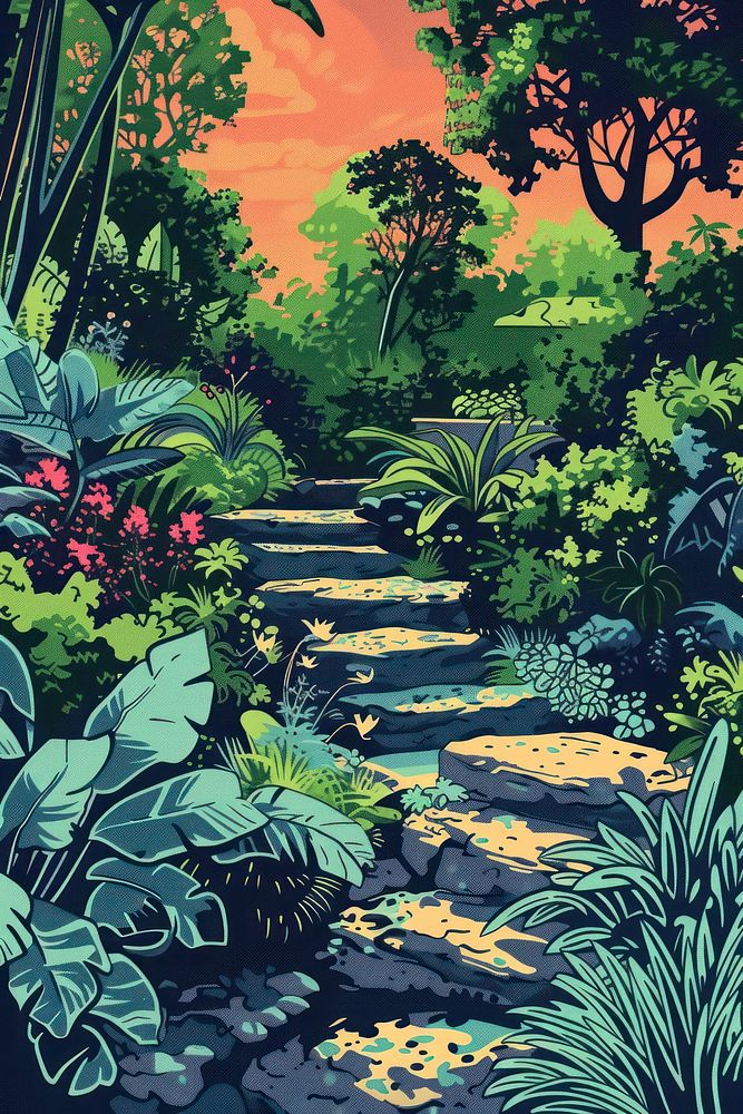 Vector illustrated of a garden vegetation outdoors nature.