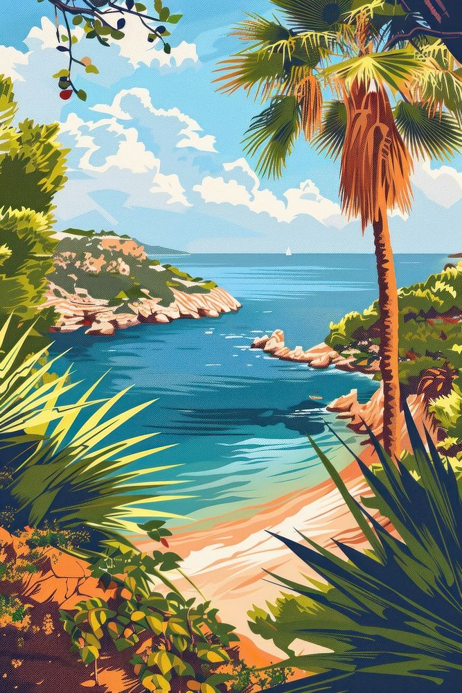 Vector illustrated of a mediterranean outdoors painting nature.