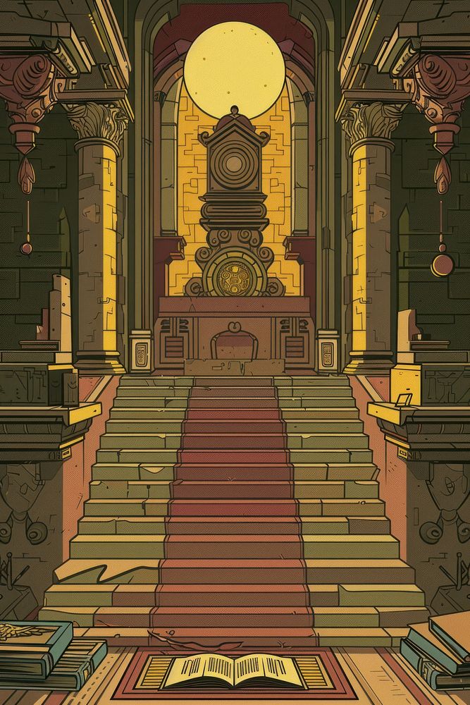 Vector illustrated of an esoteric architecture staircase building.