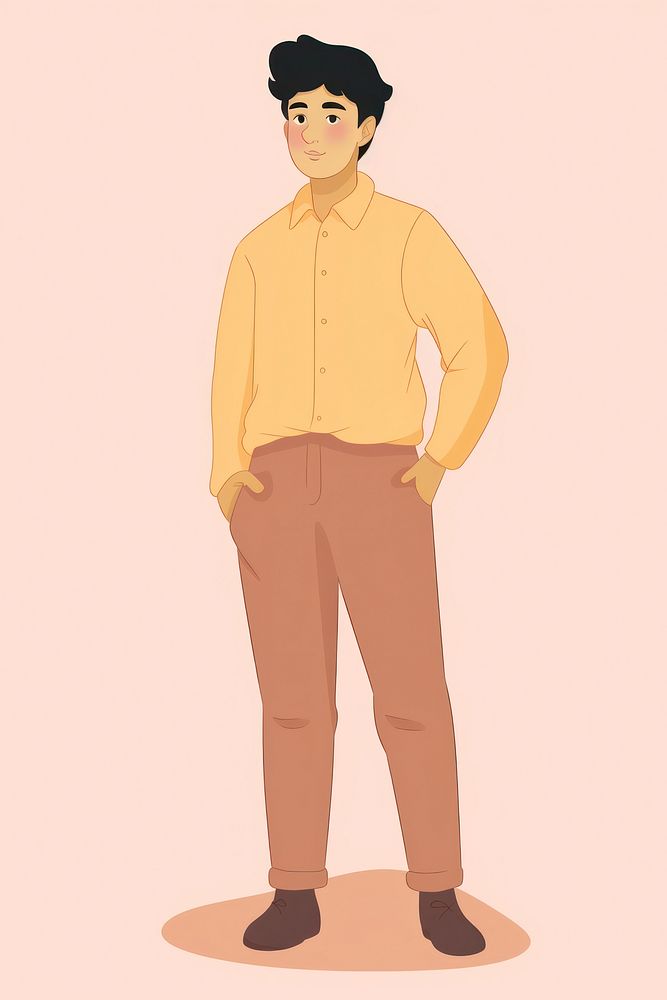 Asian teen boy illustration standing cartoon adult.