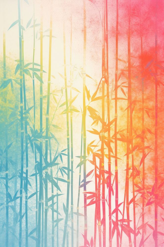 Bamboo tree Risograph style backgrounds plant creativity.