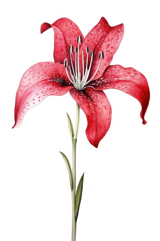 Red lily flower petal plant.