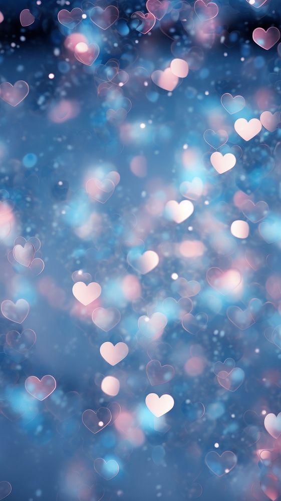 Light blue and dark blue heart pattern bokeh effect background backgrounds glitter pink.