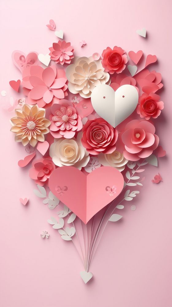 Valentines day concept card in paper cut art celebration creativity.
