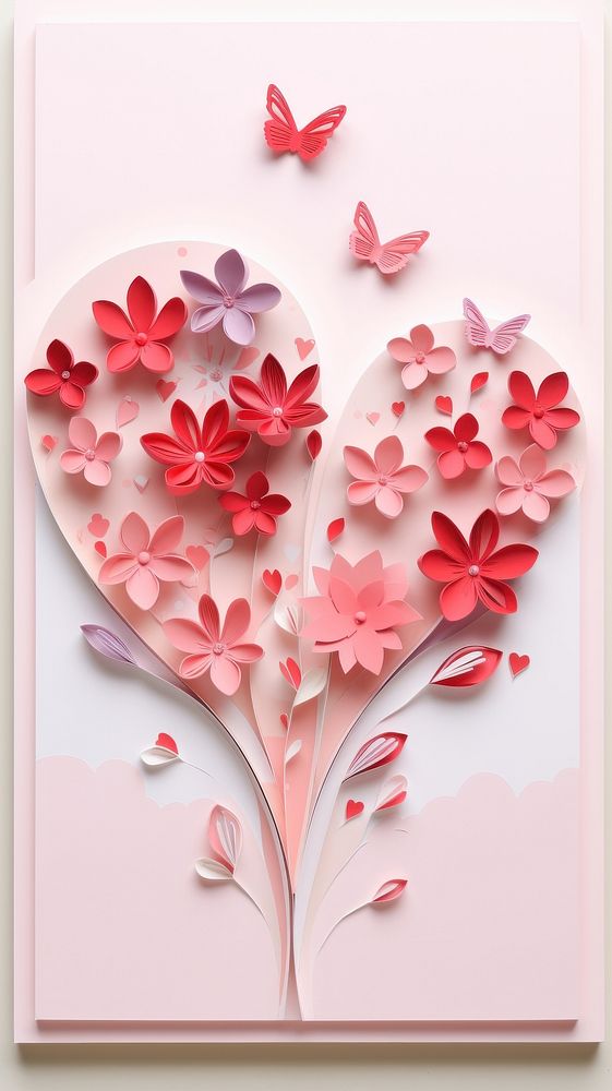 Valentines day concept card in paper cut celebration creativity decoration.