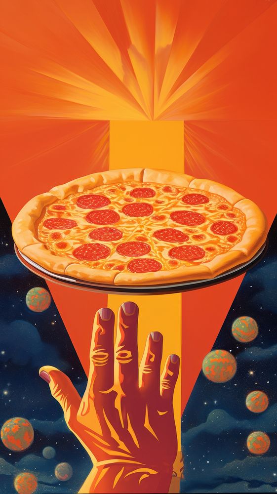 Person holding pizza food advertisement pepperoni.