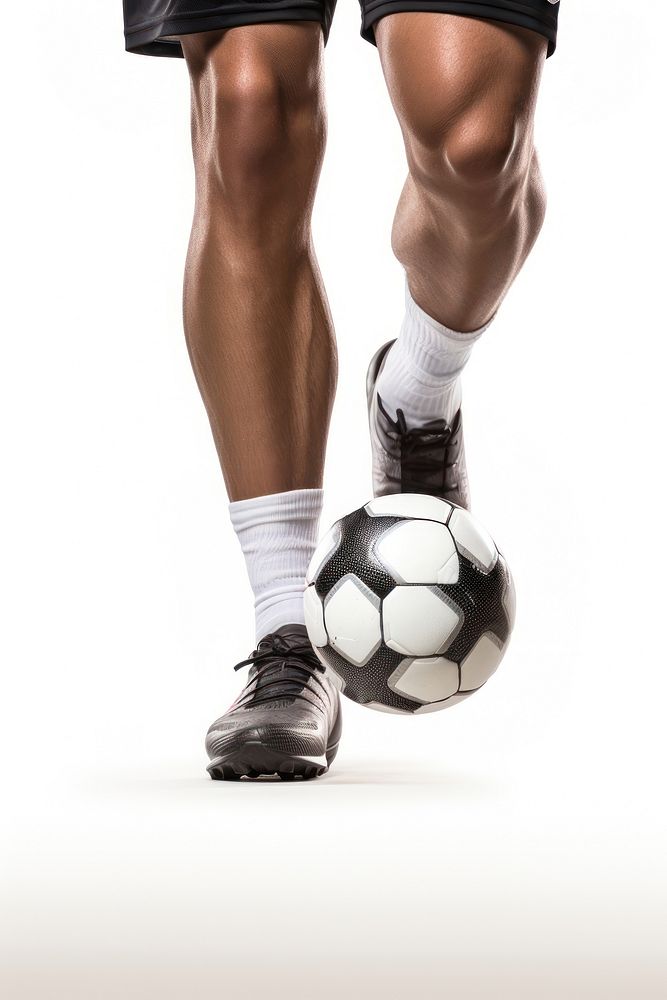 Stepping on big soccer football footwear sports.