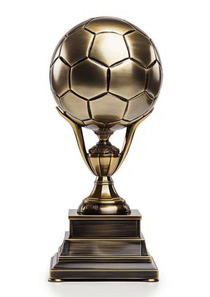 Soccer trophy football sports white background.